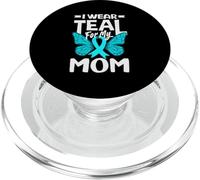 I Wear Teal For My Mom Cervical Cancer Butterfly PopSockets PopGrip for MagSafe