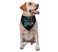 I Wear Teal for My Mom Ovarian Cancer Awareness Spring Dog Bandanas Boy Bulk Puppy Kerchief Adjustable Soft Triangle Bibs Accessories for Small Medium Large Dogs Cats White