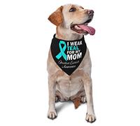 I Wear Teal for My Mom Ovarian Cancer Awareness Spring Dog Bandanas Boy Bulk Puppy Kerchief Adjustable Soft Triangle Bibs Accessories for Small Medium Large Dogs Cats White