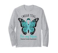 I Wear Teal for My Mom Ovarian Cancer Awareness Support Long Sleeve T-Shirt