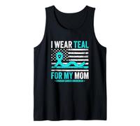 I Wear Teal for My Mom Ovarian Cancer Awareness US Flag Tank Top