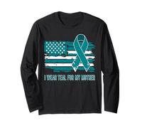 I Wear Teal for My Mother Ovarian Cancer Awareness Support Long Sleeve T-Shirt