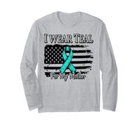 I Wear Teal for My Mother Ovarian Cancer Awareness Support Long Sleeve T-Shirt