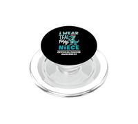 I Wear Teal For My Niece Cervical Cancer Ribbon Dinosaur PopSockets PopGrip for MagSafe