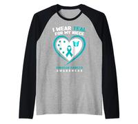 I Wear Teal for My Niece Ovarian Cancer Awareness Raglan Baseball Tee
