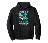 I Wear Teal For Myself Cervical Cancer Awareness Dinosaur Pullover Hoodie