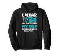 I Wear Teal For Myself Cervical Cancer Awareness Teal Ribbon Pullover Hoodie