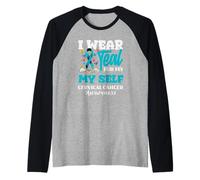 I Wear Teal for Myself Cervical Cancer Awareness Teal Ribbon Raglan Baseball Tee