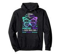 I Wear Teal & Purple Butterfly Suicide Prevention Awareness Pullover Hoodie