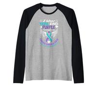 I Wear Teal & Purple for Someone I Miss Suicide Prevention Raglan Baseball Tee