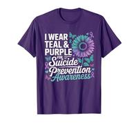 I Wear Teal & Purple Suicide Prevention Awareness Support T-Shirt