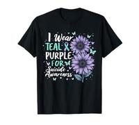 I Wear Teal & Purple Suicide Prevention Awareness Support T-Shirt