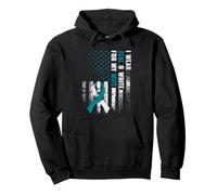 I Wear Teal & White For My Wife Cervical Cancer Awareness Pullover Hoodie