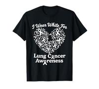 I Wear White for Lung Cancer Awareness White Ribbon Heart T-Shirt