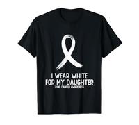 I Wear White for My Daughter Lung Cancer Awareness Value Graphic T-Shirt, Men, Black, XL