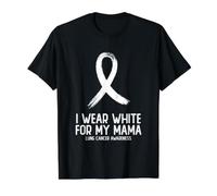 I Wear White for My Mama Lung Cancer Awareness White Ribbon Value Graphic T-Shirt, Men, Black, XL