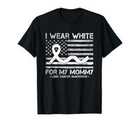 I Wear White for My Mommy Lung Cancer Awareness US Flag Value Graphic T-Shirt, Men, Black, S
