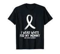 I Wear White for My Mommy Lung Cancer Awareness White Ribbon Value Graphic T-Shirt, Men, Black, S