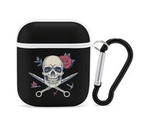 I Will Cut You Skull Barber Earphone Case Cover Compatible with AirPods 1&2 Shockproof Bluetooth Headset Case White-style