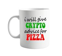 I Will Give Crypto Advice for Pizza 11oz Coffee Mug - Funny Cryptocurrency Enthusiast Mug - Bitcoin Blockchain Humor for Crypto Traders, HODLers, and Blockchain Nerds - Unique Gift for Coffee Lovers
