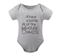 I Will Have A Bottle Of The House White Baby Bodysuit Cute Newborn Boys Outfit Funny Gray-style-1 6months