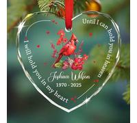 I Will Hold You in My Heart Until I Can Hold You in Heaven Glass Ornament, Personalized Memorial Cardinal Christmas Ornament Gifts for Loss of Loved One, Custom Name Xmas from Heaven Ornaments