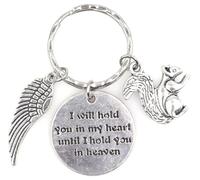 I Will Hold You in My Heart Until I Hold You in Heaven Angel Wing Bereavement Pet Memorial Companion Four-Legged Friend Sympathy Loss of Loved One Dog Pet Fur Baby Friend Squirrel Keychain 115E