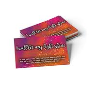 I Will Let My Light Shine, Matthew 5:16, Bulk Pack of 25 Christian Affirmation Scripture Cards for Kids, Bible Memory Verse Wallet Cards for Childrens Church, Sunday School, & Youth Ministry