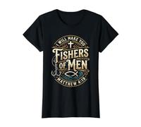 I Will Make You Fishers of Men Matthew 4:19 Value Graphic T-Shirt, Women, Black, S