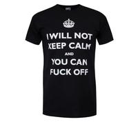 I Will Not Keep Calm and You Can Fuck Off Mens Black T-Shirt-Medium (38-40)