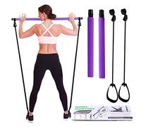 I-WILL Pilates Bar Kit with Resistance Band Portable Exercise Stick with Foot Loop for Yoga, Stretch, Sculpt, Twisting, Sit-Up Bar Resistance Band Home Fitness Gym Bodybuilding Workout for Women Men