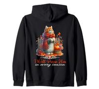 I Will Praise Him In Every Season Fall Christian Kitty Cat Zip Hoodie