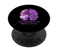 I Will Remember For You Brain Alzheimer's Awareness Purple PopSockets Adhesive PopGrip