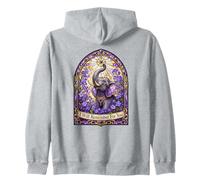 I Will Remember For You Stained Glass Elephant Alzheimers Zip Hoodie