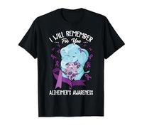 I Will Remember You Alzheimer's Awareness Purple Elephant T-Shirt, Men, Black, Medium