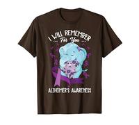 I Will Remember You Alzheimer's Awareness Purple Elephant T-Shirt, Men, Brown, Large