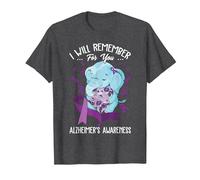 I Will Remember You Alzheimer's Awareness Purple Elephant T-Shirt, Men, Dark Heather Grey, Small