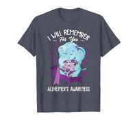 I Will Remember You Alzheimer's Awareness Purple Elephant T-Shirt, Men, Heather Blue, Small