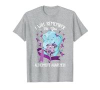 I Will Remember You Alzheimer's Awareness Purple Elephant T-Shirt, Men, Heather Grey, Small