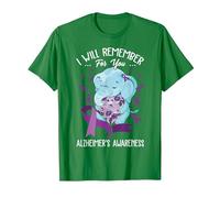 I Will Remember You Alzheimer's Awareness Purple Elephant T-Shirt, Men, Kelly Green, Medium