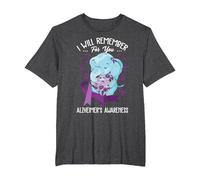 I Will Remember You Alzheimer's Awareness Purple Elephant T-Shirt, Men's Big and Tall, Dark Heather Grey, 6X Tall