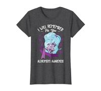 I Will Remember You Alzheimer's Awareness Purple Elephant T-Shirt, Women, Dark Heather Grey, Medium