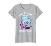 I Will Remember You Alzheimer's Awareness Purple Elephant T-Shirt, Women, Heather Grey, Large