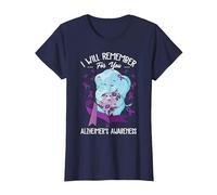 I Will Remember You Alzheimer's Awareness Purple Elephant T-Shirt, Women, Navy Blue, Medium