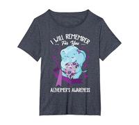 I Will Remember You Alzheimer's Awareness Purple Elephant T-Shirt, Women's Plus, Heather Blue, 3X