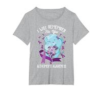 I Will Remember You Alzheimer's Awareness Purple Elephant T-Shirt, Women's Plus, Heather Grey, 3X
