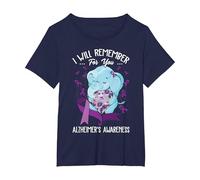 I Will Remember You Alzheimer's Awareness Purple Elephant T-Shirt, Women's Plus, Navy Blue, 5X