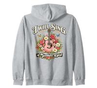 I Will Sing Goodness of God Christian Guitar Floral Zip Hoodie