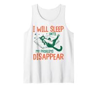 I Will Sleep Until My Problems Disappear Funny Cat Graphic Tank Top