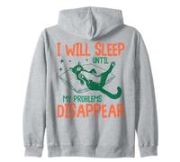 I Will Sleep Until My Problems Disappear Funny Cat Graphic Zip Hoodie